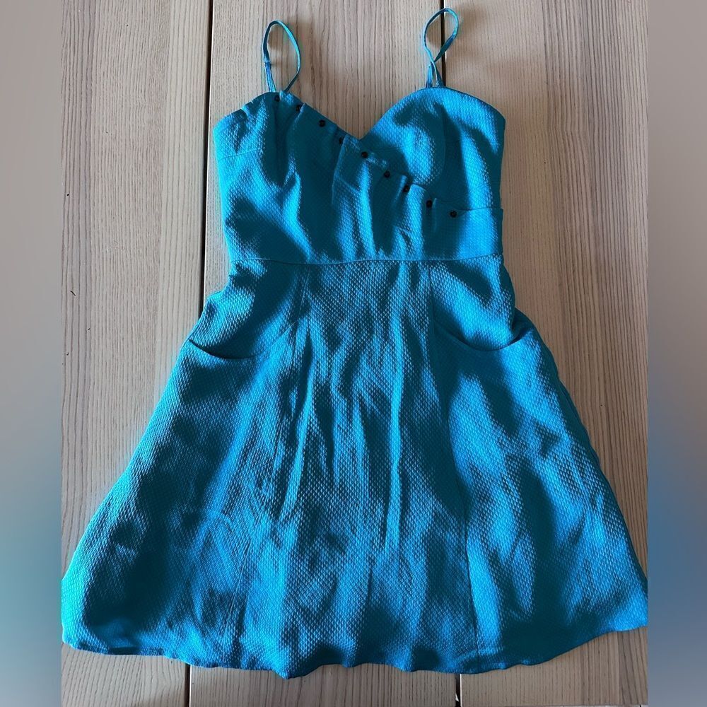 Frock! By Tracy Reese Alice fit & flare ruffled Dress Azure Blue -Size 2 NWT
